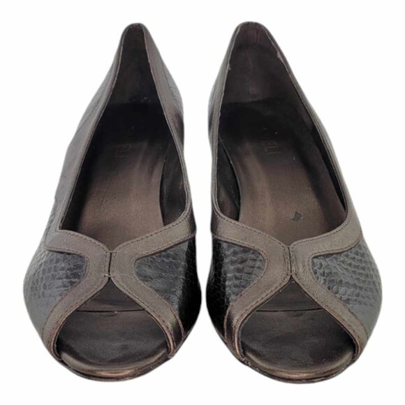 VANELi Snakeskin Embossed Wedge Peep Toe Heel Sz 8 - Picture 3 of 10